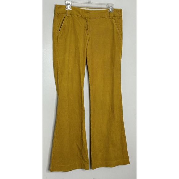 J. Crew Women’s VTG Mustard Yellow Corduroy City Fit Flare Pants Size 4 - Picture 3 of 7